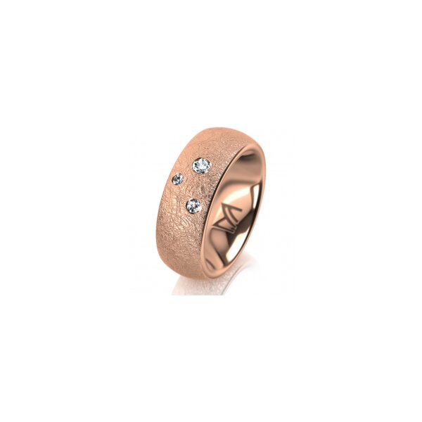 Ring 14 Karat Rotgold 7.0 mm kreismatt 3 Brillanten G vs Gesamt 0,070ct