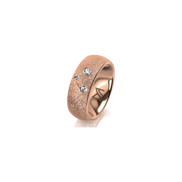 Ring 14 Karat Rotgold 7.0 mm kristallmatt 3 Brillanten G vs Gesamt 0,070ct