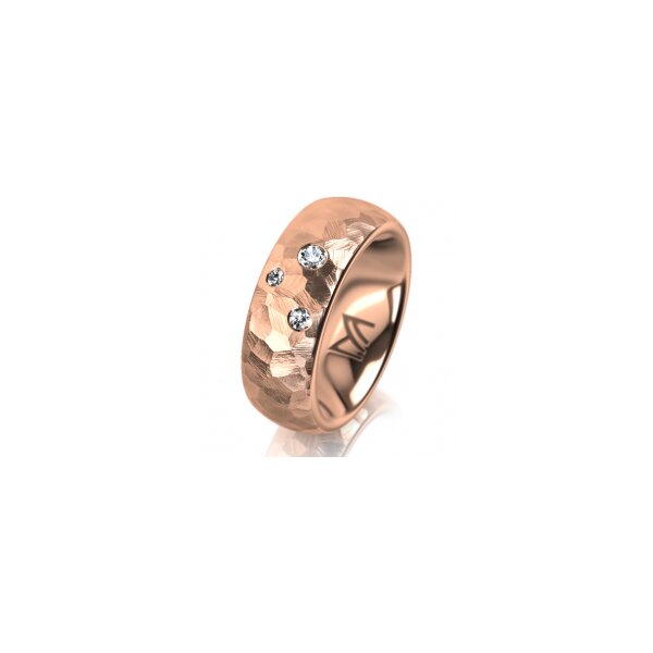 Ring 14 Karat Rotgold 7.0 mm diamantmatt 3 Brillanten G vs Gesamt 0,070ct