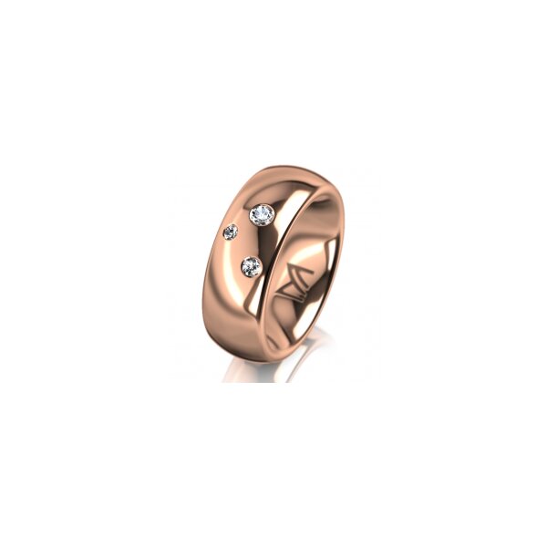 Ring 18 Karat Rotgold 7.0 mm poliert 3 Brillanten G vs Gesamt 0,070ct