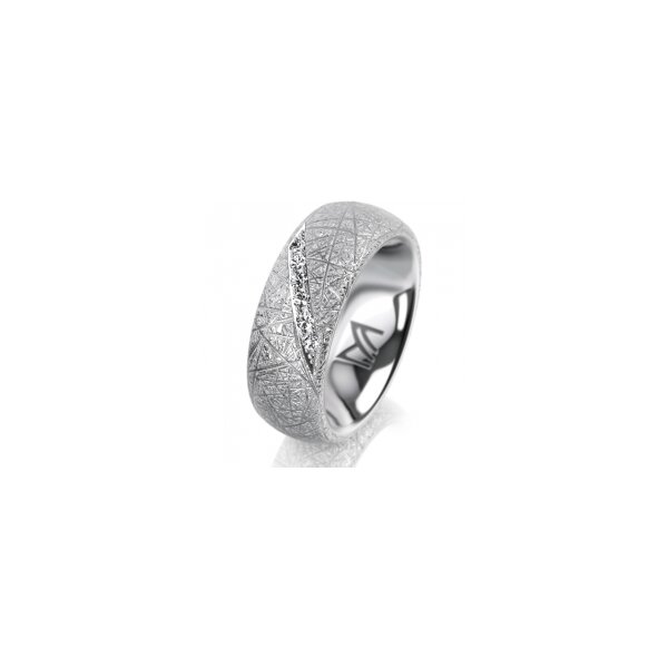 Ring 14 Karat Weissgold 7.0 mm kristallmatt 6 Brillanten G vs Gesamt 0,080ct