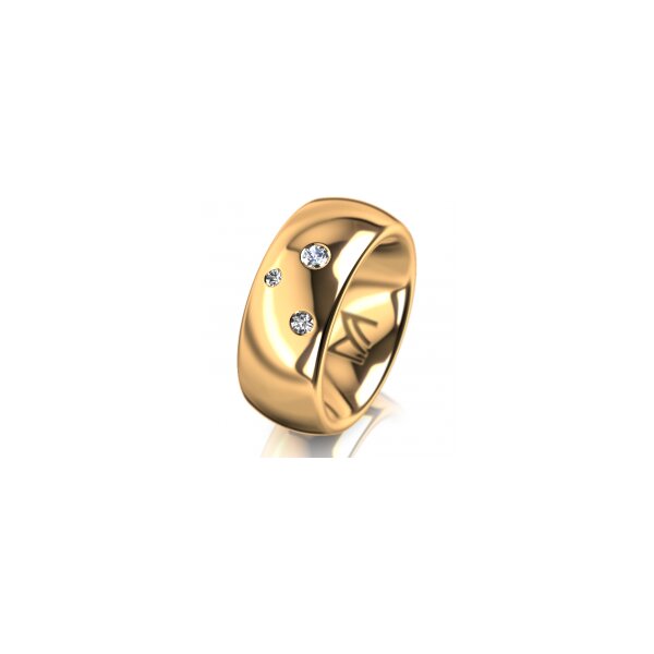 Ring 14 Karat Gelbgold 8.0 mm poliert 3 Brillanten G vs Gesamt 0,080ct