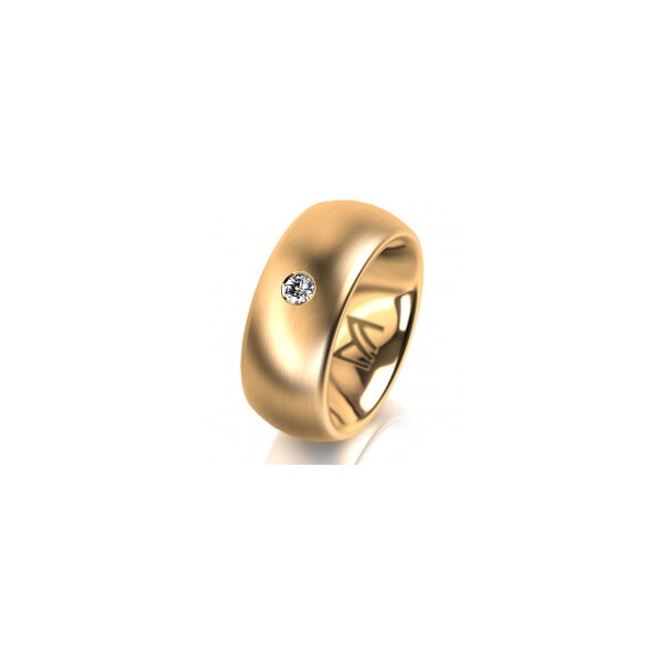 Ring 18 Karat Gelbgold 8.0 mm längsmatt 1 Brillant G vs 0,065ct