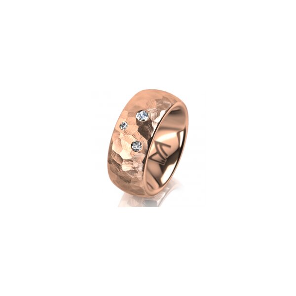 Ring 14 Karat Rotgold 8.0 mm diamantmatt 3 Brillanten G vs Gesamt 0,080ct
