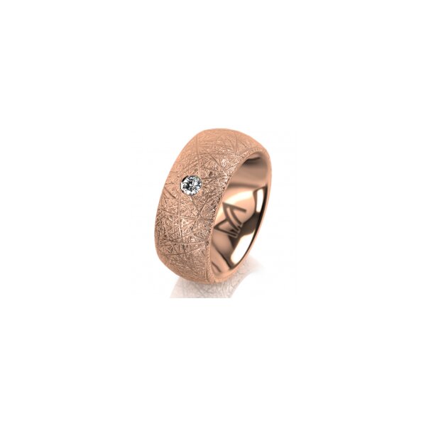 Ring 18 Karat Rotgold 8.0 mm kristallmatt 1 Brillant G vs 0,065ct