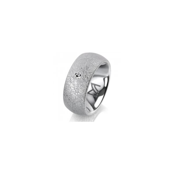 Ring 14 Karat Weissgold 8.0 mm kreismatt 1 Brillant G vs 0,025ct