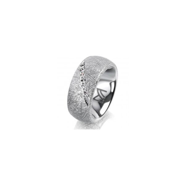 Ring 14 Karat Weissgold 8.0 mm kristallmatt 7 Brillanten G vs Gesamt 0,095ct