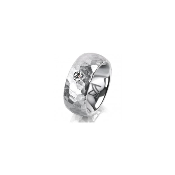 Ring 14 Karat Weissgold 8.0 mm diamantmatt 1 Brillant G vs 0,110ct