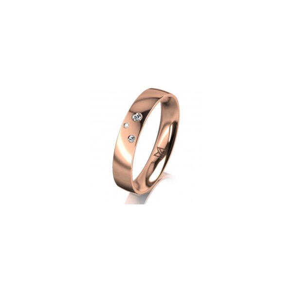 Ring 14 Karat Rotgold 4.0 mm poliert 3 Brillanten G vs Gesamt 0,030ct