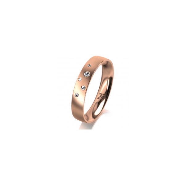 Ring 14 Karat Rotgold 4.0 mm längsmatt 5 Brillanten G vs Gesamt 0,035ct