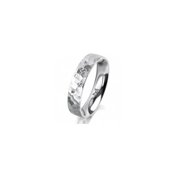 Ring 14 Karat Weissgold 4.5 mm diamantmatt 5 Brillanten G vs Gesamt 0,045ct