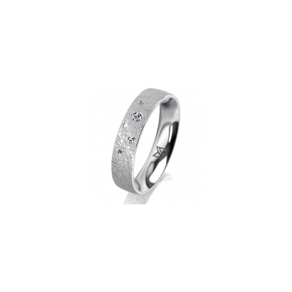 Ring 18 Karat Weissgold 4.5 mm kreismatt 5 Brillanten G vs Gesamt 0,045ct