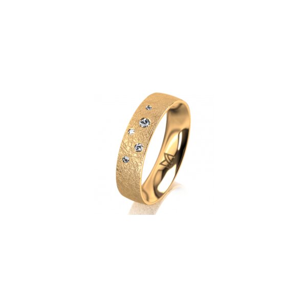 Ring 18 Karat Gelbgold 5.0 mm kreismatt 5 Brillanten G vs Gesamt 0,055ct