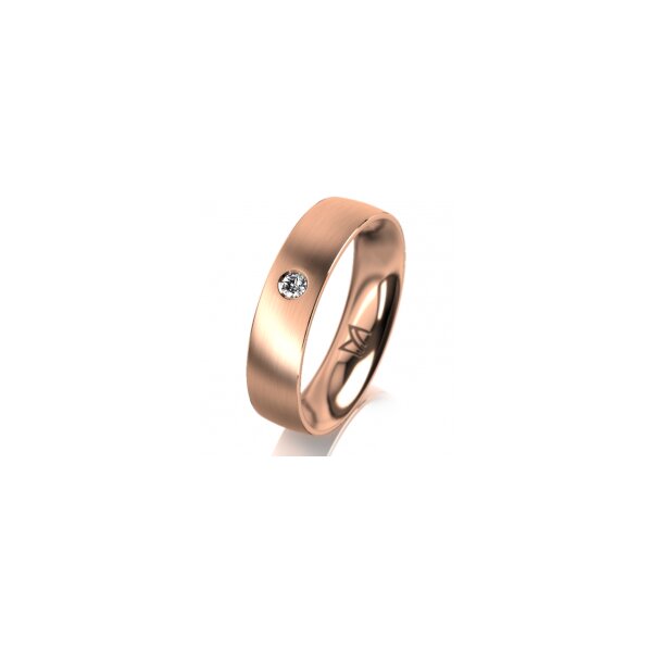 Ring 14 Karat Rotgold 5.0 mm längsmatt 1 Brillant G vs 0,050ct