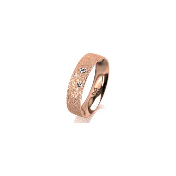 Ring 14 Karat Rotgold 5.0 mm kreismatt 3 Brillanten G vs Gesamt 0,040ct