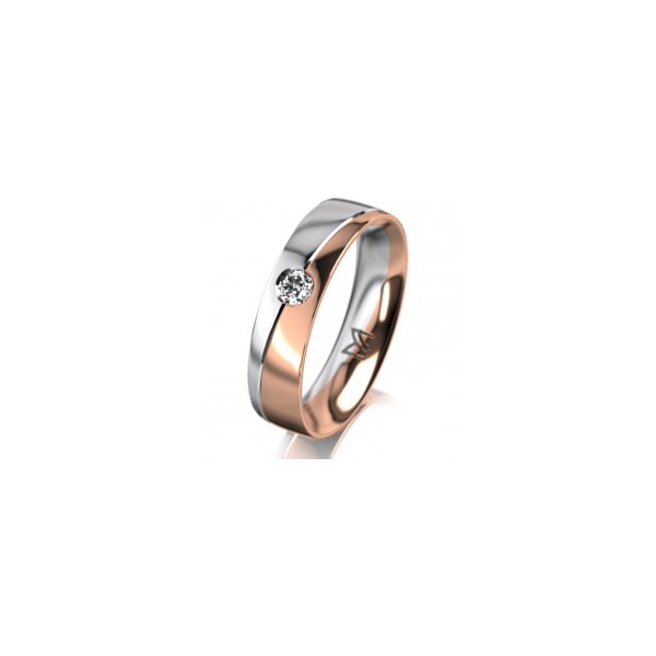 Ring 18 Karat Rot-/Weissgold 5.0 mm poliert 1 Brillant G vs 0,090ct