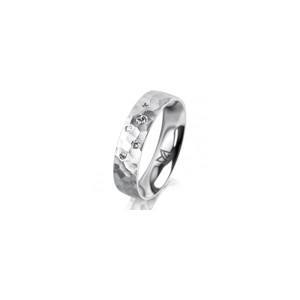 Ring 18 Karat Weissgold 5.0 mm diamantmatt 5 Brillanten G vs Gesamt 0,055ct