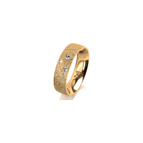 Ring 18 Karat Gelbgold 5.5 mm kristallmatt 3 Brillanten G vs Gesamt 0,050ct