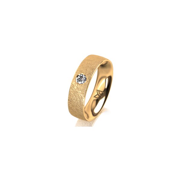 Ring 18 Karat Gelbgold 5.5 mm kreismatt 1 Brillant G vs 0,090ct