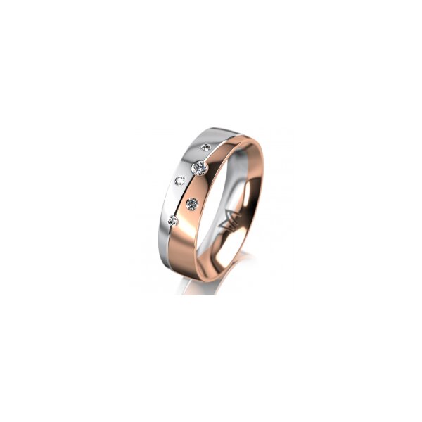 Ring 14 Karat Rot-/Weissgold 5.5 mm poliert 5 Brillanten G vs Gesamt 0,065ct