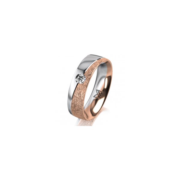Ring 14 Karat Rot-/Weissgold 5.5 mm kristallmatt 1 Brillant G vs 0,090ct