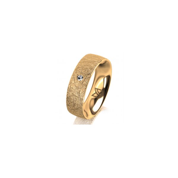 Ring 18 Karat Gelbgold 6.0 mm kristallmatt 1 Brillant G vs 0,025ct