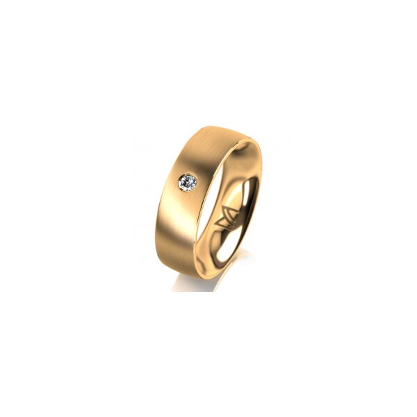 Ring 18 Karat Gelbgold 6.0 mm längsmatt 1 Brillant G vs 0,050ct