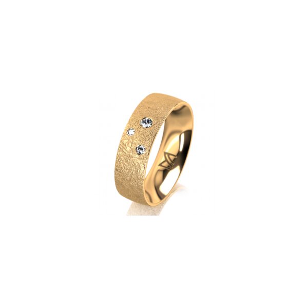 Ring 18 Karat Gelbgold 6.0 mm kreismatt 3 Brillanten G vs Gesamt 0,060ct