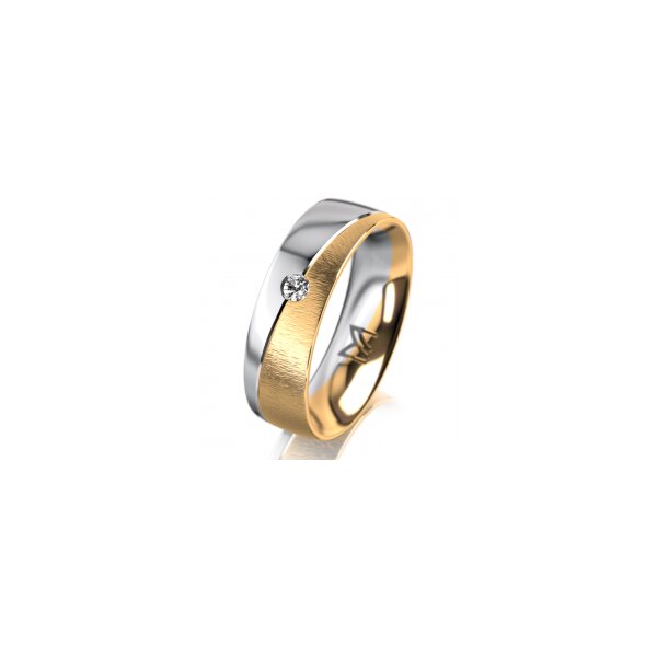 Ring 18 Karat Gelb-/Weissgold 6.0 mm sandmatt 1 Brillant G vs 0,050ct