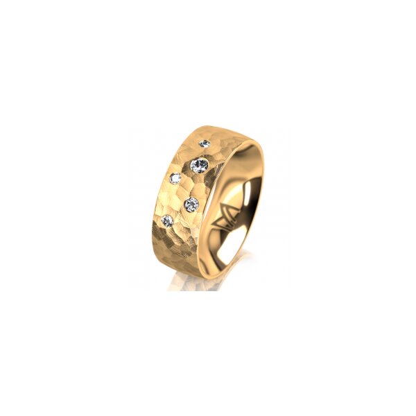 Ring 14 Karat Gelbgold 7.0 mm diamantmatt 5 Brillanten G vs Gesamt 0,095ct