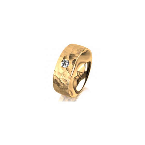 Ring 14 Karat Gelbgold 7.0 mm diamantmatt 1 Brillant G vs 0,090ct