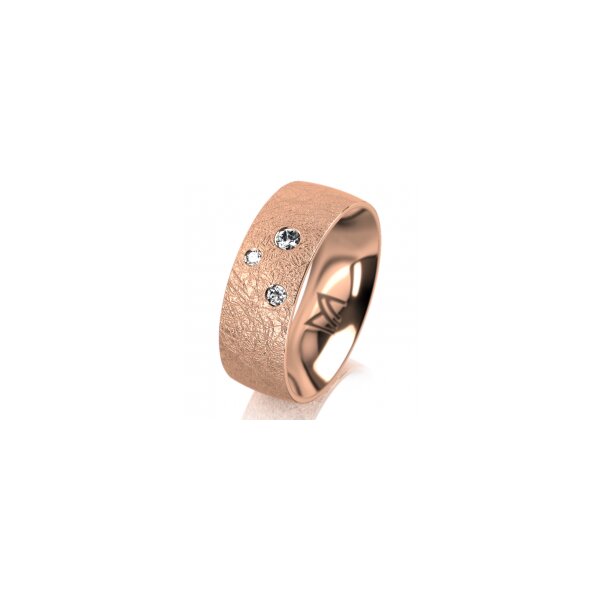 Ring 18 Karat Rotgold 7.0 mm kreismatt 3 Brillanten G vs Gesamt 0,070ct