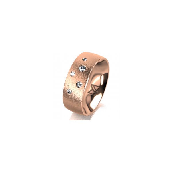 Ring 18 Karat Rotgold 7.0 mm sandmatt 5 Brillanten G vs Gesamt 0,095ct