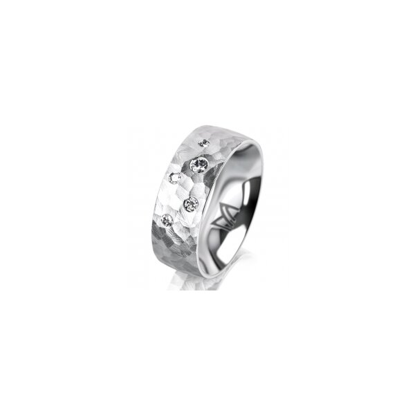 Ring 14 Karat Weissgold 7.0 mm diamantmatt 5 Brillanten G vs Gesamt 0,095ct