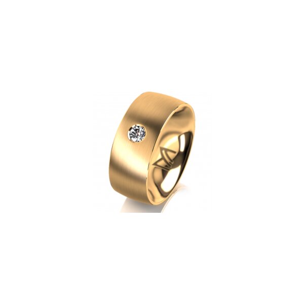 Ring 14 Karat Gelbgold 8.0 mm längsmatt 1 Brillant G vs 0,090ct