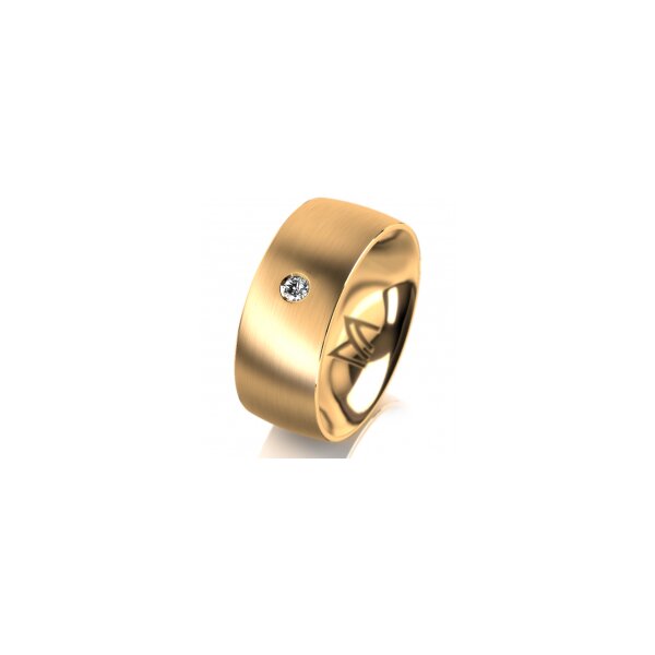 Ring 18 Karat Gelbgold 8.0 mm längsmatt 1 Brillant G vs 0,050ct