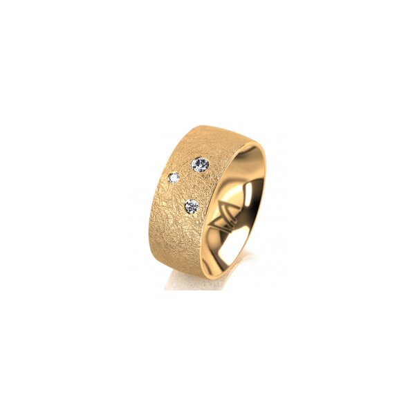 Ring 18 Karat Gelbgold 8.0 mm kreismatt 3 Brillanten G vs Gesamt 0,080ct