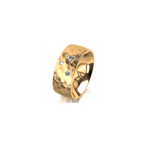 Ring 18 Karat Gelbgold 8.0 mm diamantmatt 3 Brillanten G vs Gesamt 0,080ct