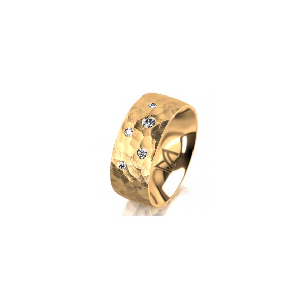 Ring 18 Karat Gelbgold 8.0 mm diamantmatt 5 Brillanten G vs Gesamt 0,115ct