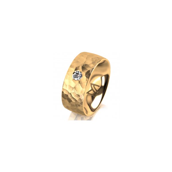 Ring 18 Karat Gelbgold 8.0 mm diamantmatt 1 Brillant G vs 0,090ct