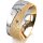 Ring 14 Karat Gelb-/Weissgold 8.0 mm kreismatt 5 Brillanten G vs Gesamt 0,115ct