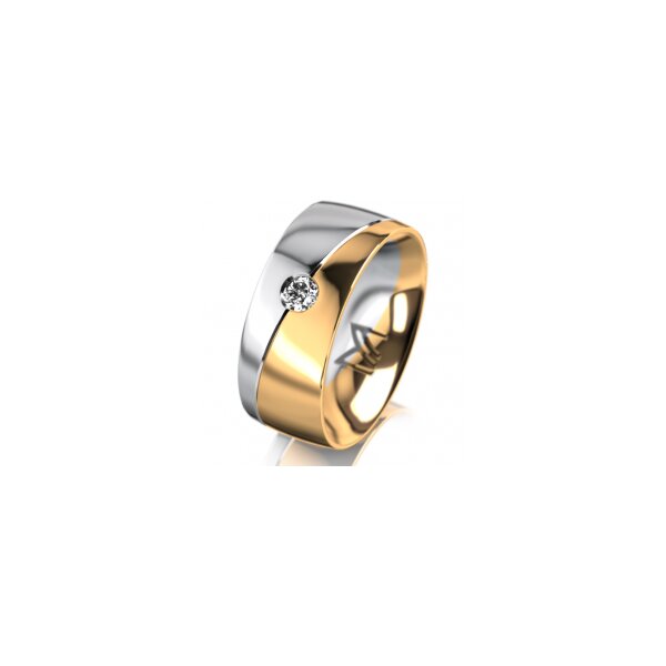 Ring 18 Karat Gelb-/Weissgold 8.0 mm poliert 1 Brillant G vs 0,090ct