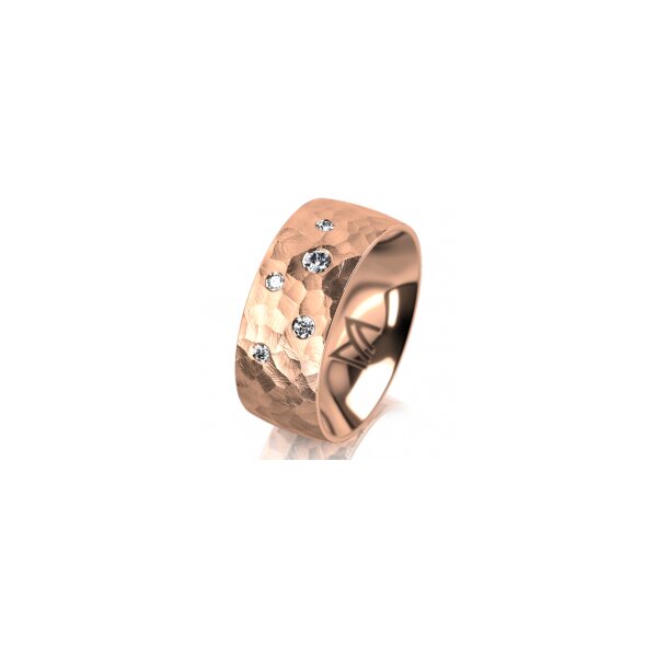 Ring 14 Karat Rotgold 8.0 mm diamantmatt 5 Brillanten G vs Gesamt 0,115ct