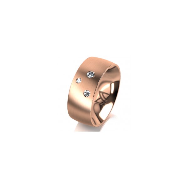 Ring 18 Karat Rotgold 8.0 mm längsmatt 3 Brillanten G vs Gesamt 0,080ct