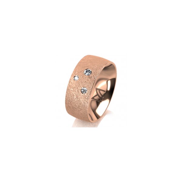 Ring 18 Karat Rotgold 8.0 mm kreismatt 3 Brillanten G vs Gesamt 0,080ct