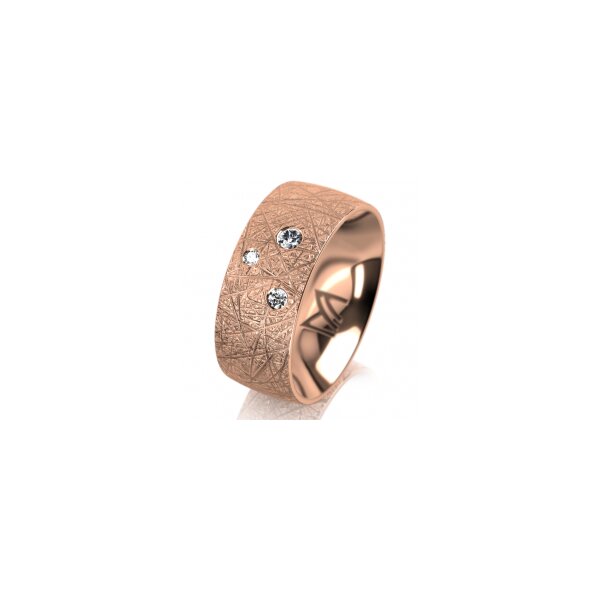 Ring 18 Karat Rotgold 8.0 mm kristallmatt 3 Brillanten G vs Gesamt 0,080ct