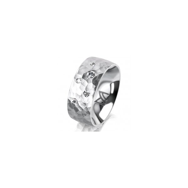 Ring 14 Karat Weissgold 8.0 mm diamantmatt 5 Brillanten G vs Gesamt 0,115ct