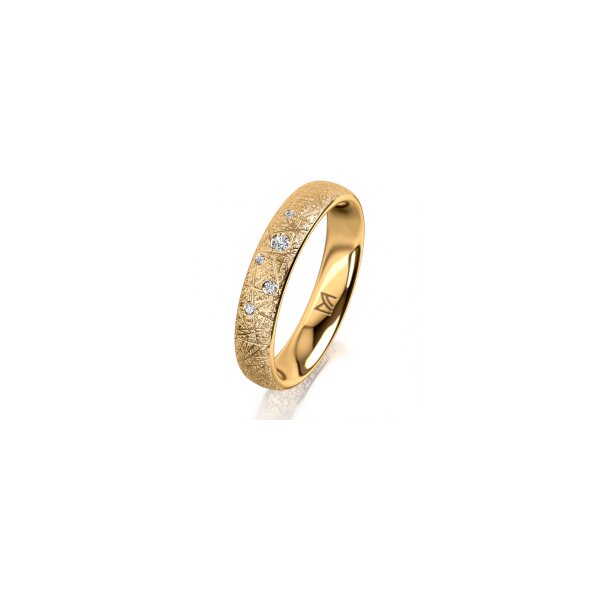 Ring 14 Karat Gelbgold 4.0 mm kristallmatt 5 Brillanten G vs Gesamt 0,035ct