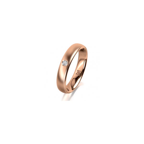 Ring 14 Karat Rotgold 4.0 mm längsmatt 1 Brillant G vs 0,035ct