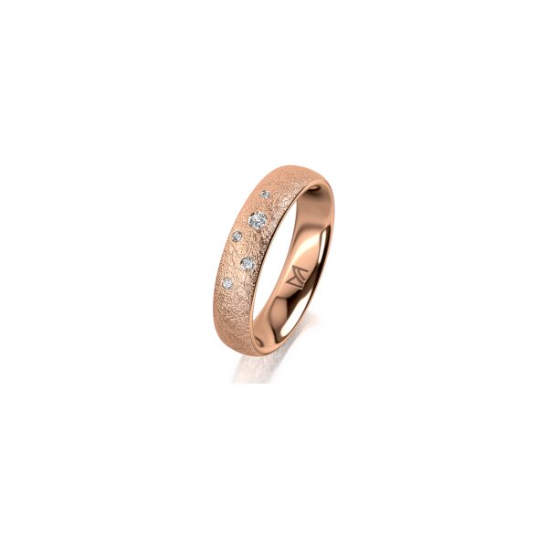 Ring 14 Karat Rotgold 4.5 mm kreismatt 5 Brillanten G vs Gesamt 0,045ct